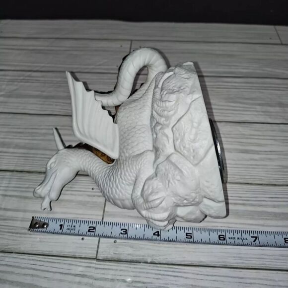 San Francisco Music Box Co White Gold Dragon Fantasy Revolving Vintage 1994 - Picture 10 of 10